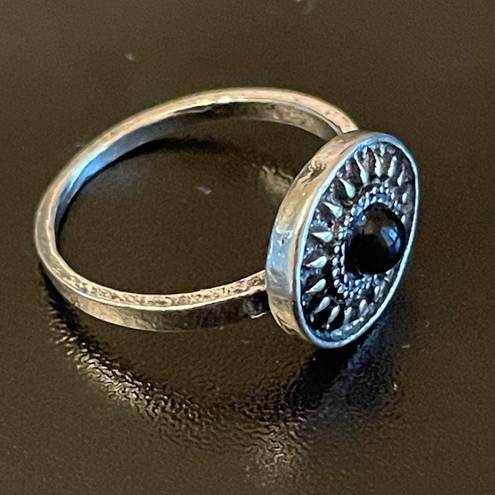 Onyx Vintage  stone silver plated ring size 6.5