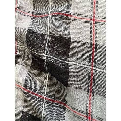 Style & Co  Boyfriend Black Gray Red Plaid Sparkle Plaid Button Down Shirt XL