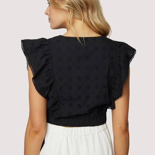 Lost + Wander Arula Black La Luna Eyelet Lace Embroidered Ruffle Blouse A 1X 14