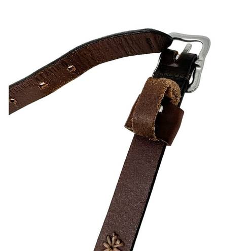 Dockers  vintage 90s Y2K floral embroidered brown leather belt size medium M