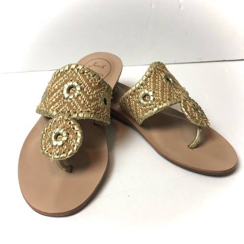 Jack Rogers  Jacks Demi Wedge Sandals Gold Thong Sandal with Stacked Wedge