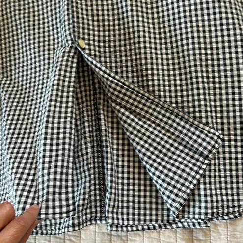 Liz Wear Vtg  gingham black/white button down cotton maxi HR cottage skirt 8