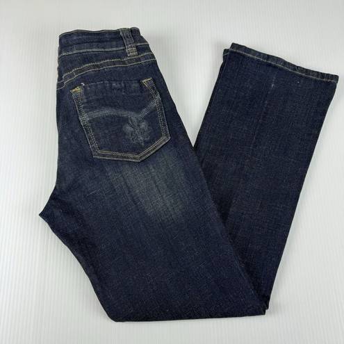 Lee  Slender Secret Lower On The Waist Jeans 10 Short Blue Dark Wash Distressed