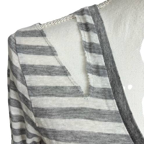 n:philanthropy Manhattan V Neck Tee Size S Heather Grey Stripe Shoulder Cut Out