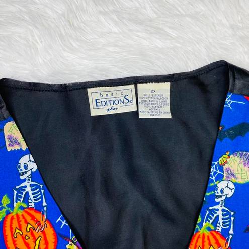 Basic Editions  Vintage Plus Halloween Witch Pumpkin Printed Vest