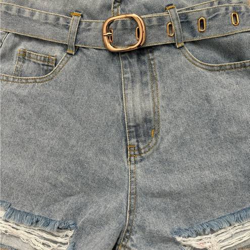 Kittenish Blue Jean Shorts with Belt Size S