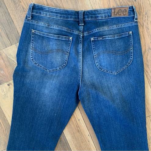 Lee  Regular Fit Mid Rise Bootcut Blue Denim Jeans Size 12 Long