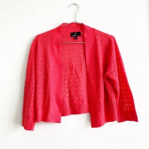 Ronni Nicole open cardigan knit shawl sweater cover up Large coral orange red