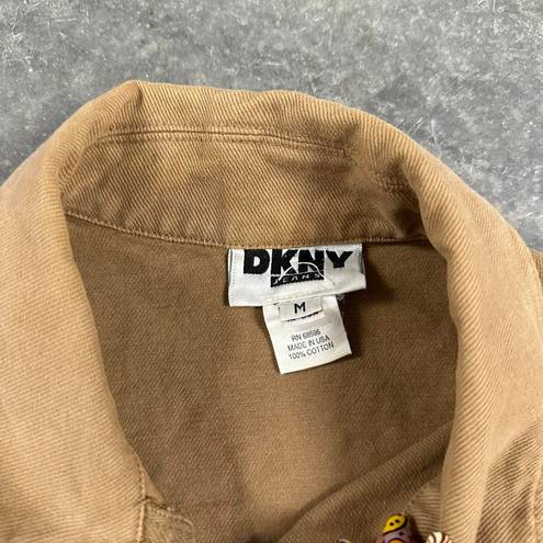 DKNY  Camel Frayed Denim Jean Vest