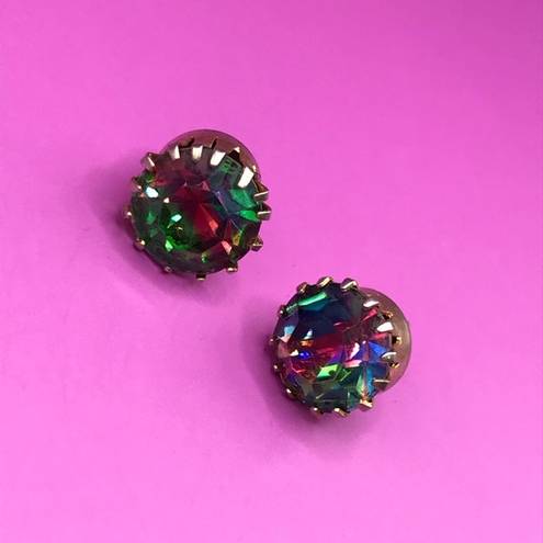 Colorful Rainbow Gem Stud Earrings