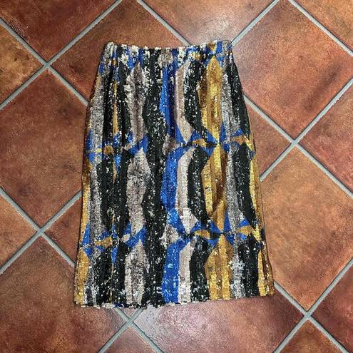 Anthropologie The Odells Multicolored Sequined Elastic Pencil Skirt Womens