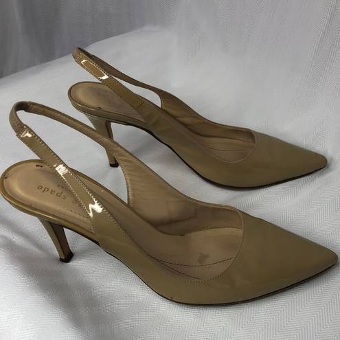 Kate Spade  Beige Nude Sling Back Kitten Heel