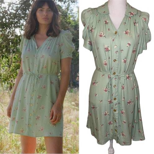 Christy Dawn  Alyssa Dress Vintage Ditsy Floral Mini Dress, Pear Spray, Size XS