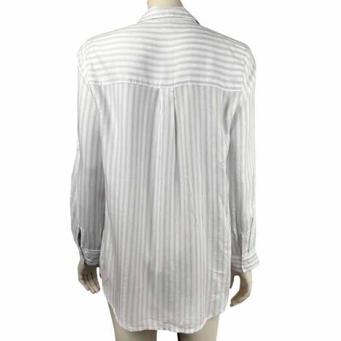 Beach Lunch Lounge‎ Tan and White Striped Button front Blouse