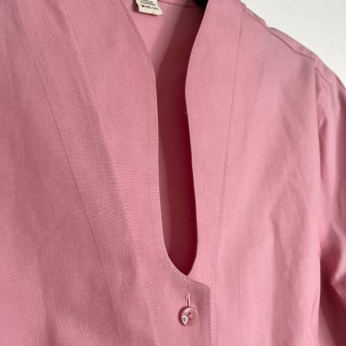 Coldwater Creek  Womens Pink Low Dip Button Down Shirt 100% Cotton Blouse Sz M