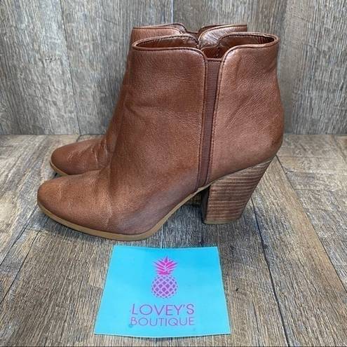 Jessica Simpson  Kirblin Leather Brown Zip Up Ankle Boots Booties Size 8