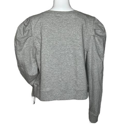 RD Style  Shirt Womens Gray Sweatshirt Crop Waist Length Puff Sleeve Neutral