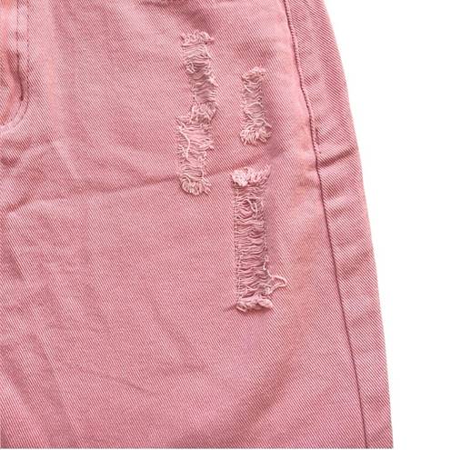 Pretty Little Thing NWTS 💗SIZE 4💗PINK DISTRESSED DENIM MINI SKIRT WITH POCKETS