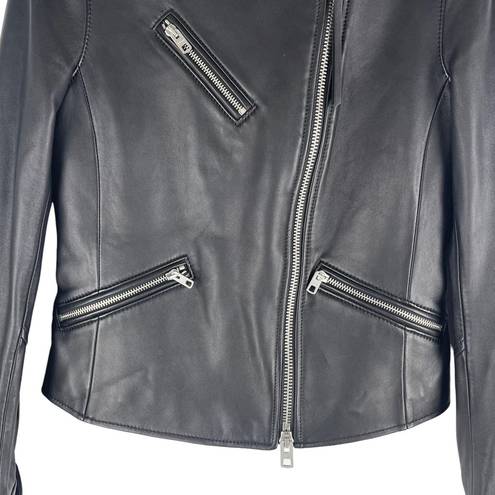 Coach  Uptown Racer Leather Jacket Asymmetrical Zip Black Size XS