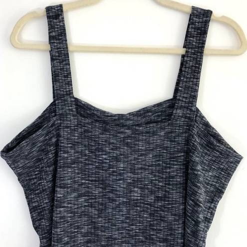 Bobeau New  Square Neck Tank Top Ribbed Knit Marled Navy Blue