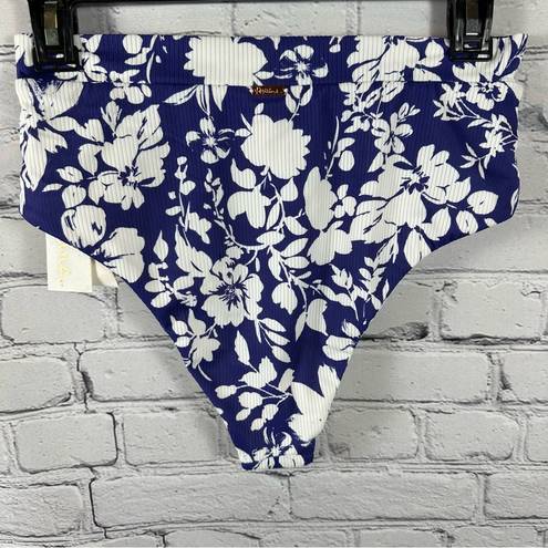 Raisin's  Juniors’ Party of One Tropics Bottoms High Waist Cheeky Blue White M NWT