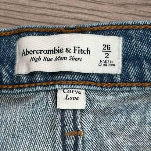 Abercrombie & Fitch  High Rise Distressed Mom Blue Jean Shorts Size 26