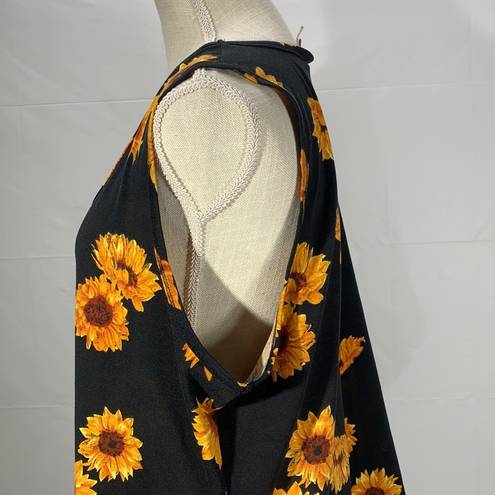 LuLaRoe Black Yellow Sunflower Print Tank Top Size 3XL