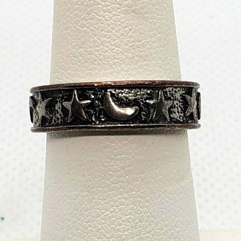 The Moon Silver & Stars Ring