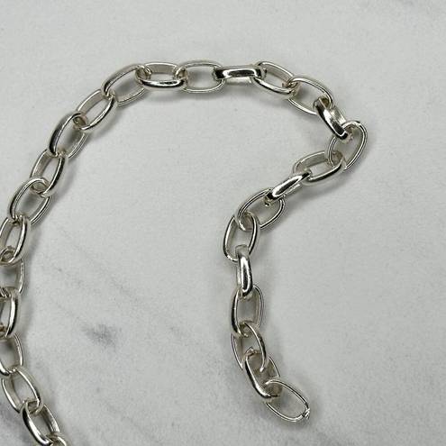 The Moon  and Star Silver Tone Metal Chain Link Belt OS One Size