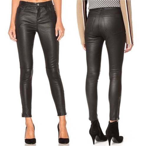 ANINE BING  Lambskin Leather High Rise Skinny Pants