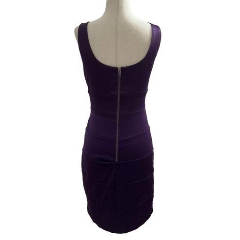 Bisou Bisou  Women Size 4 Purple Party Dress Bodycon Built-in Bra Satin H1-668