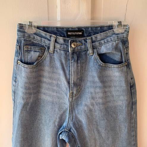 Pretty Little Thing  PLT High Waisted Split Hem Straight Leg Blue Jeans Size 24