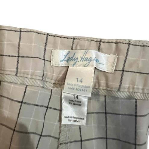 Lady Hagen  Women's Beige Checkered Wide Leg Cropped Golf Pants Size 14