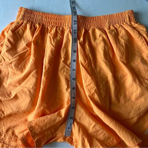 Dolfin Vintage  high waisted nylon shorts Large made in USA pockets neon orange