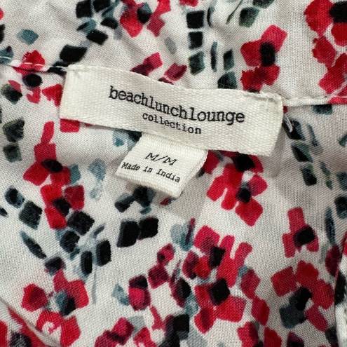 BeachLunchLounge  White Floral Button Up Blouse Top Lightweight Women’s Medium