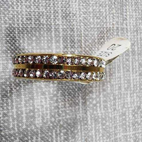 infinity Gold Color Stainless Steele Ring Size 20 Euro Clear Rhinestone  Band