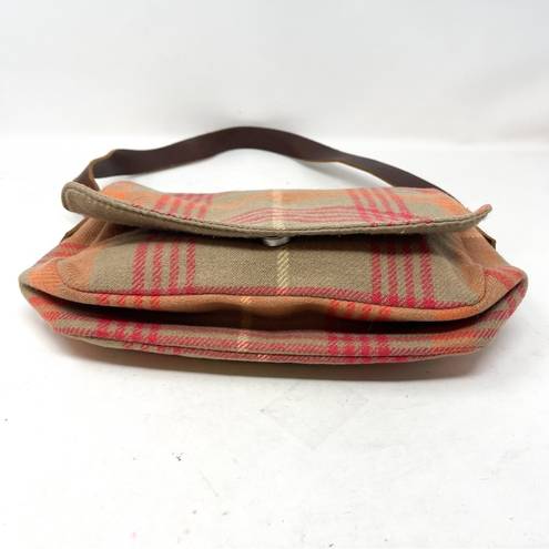 American Eagle  Pink And Tan Plaid Shoulder Bag Wool Mini Flap