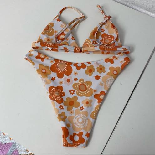 Aurelle Swim  X McCall Mitchell White and Orange Floral Bikini