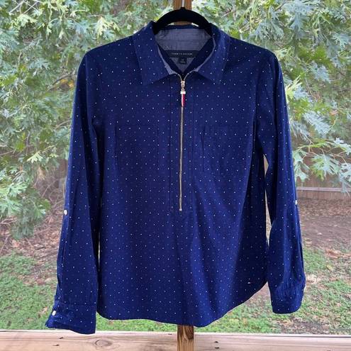 Tommy Hilfiger  Women's Americana Dot Popover Top Blue Size S