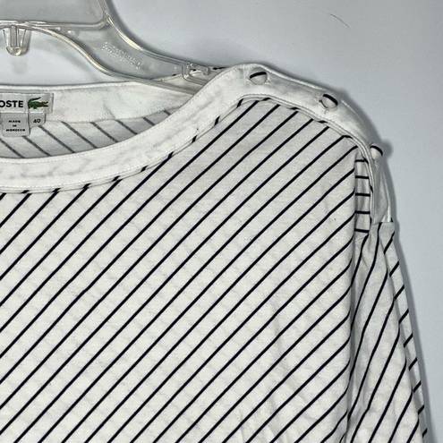 Lacoste  Women's Striped Boat Neck Long Sleeve T-Shirt White & Black Size 40