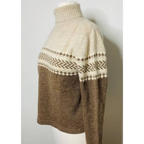 The Row Embassy Petites Fair Isle Sweater Warm Neutral Wool Angora Turtleneck Sz PS