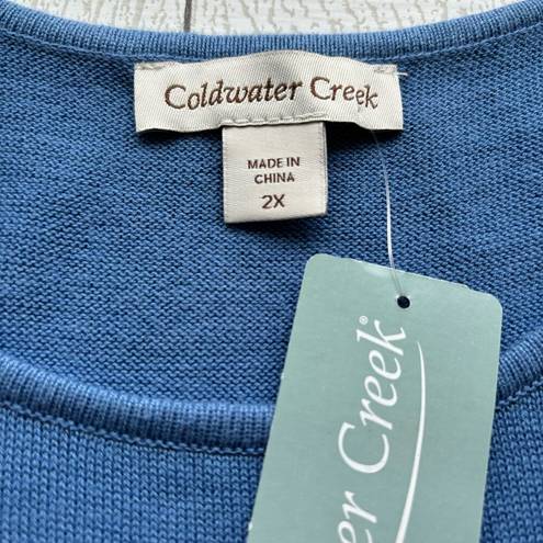 Coldwater Creek  Blue Sleeveless Knit Top Size 2X NWT