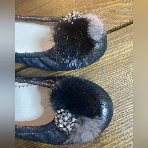 Staccato  PomPom flats in silver size 5