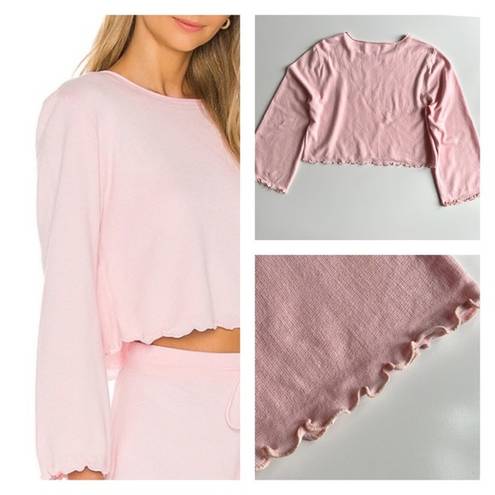 Lovers + Friends  Mica Long Bell Sleeve Crop Sweater With Frill Hem Size S