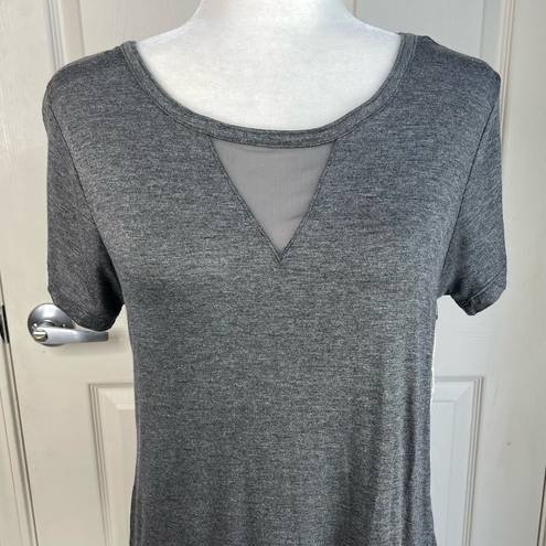 Glitz NWT  Mesh Strappy Short Sleeve Top (Charcoal Gray) - XL