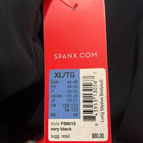 Spanx  BodySuit X-Large Long Sleeve The Base Bodysuit Very Black