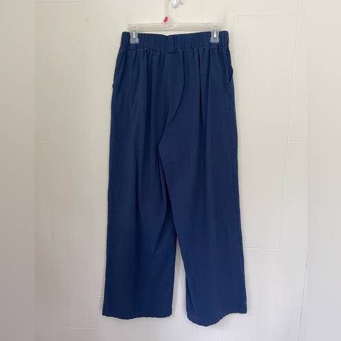 Halara  High Waisted Wide Leg Pull On Pants Casual Blue Elastic Waist ~ Size M