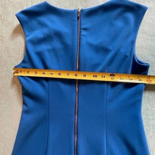 DKNY  Blue dress w asymmetrical neck and 19" accent metal zipper