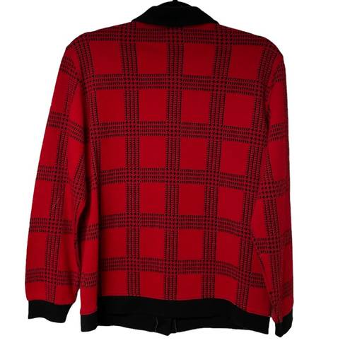 Cathy Daniels Vintage  Red Black Plaid Button Up Cardigan Jacket Small