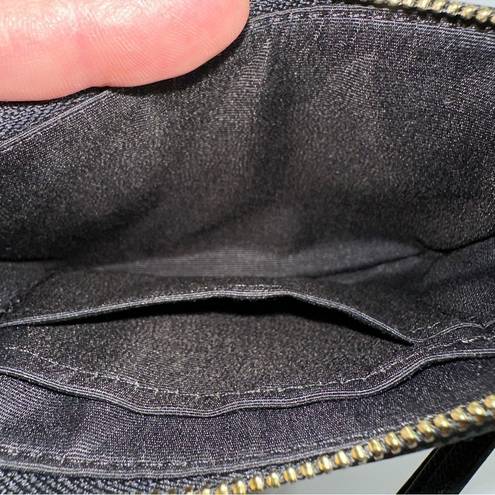 Coach  Black Pebbled Leather Small Corner Zip Wallet Wristlet